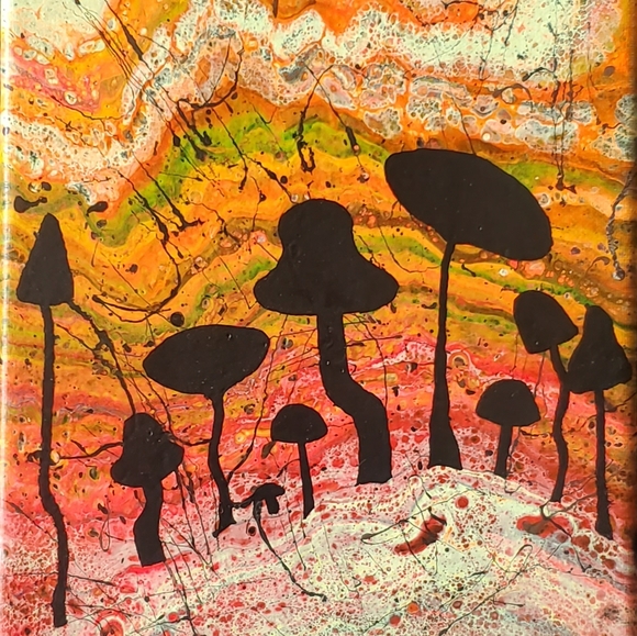 Neon Glow Blacklight Mushroom Painting 8x10 - Picture 4 of 5